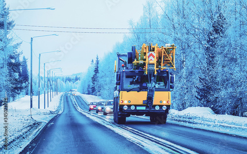 Truck in Lapland Snow Winter Road reflex
