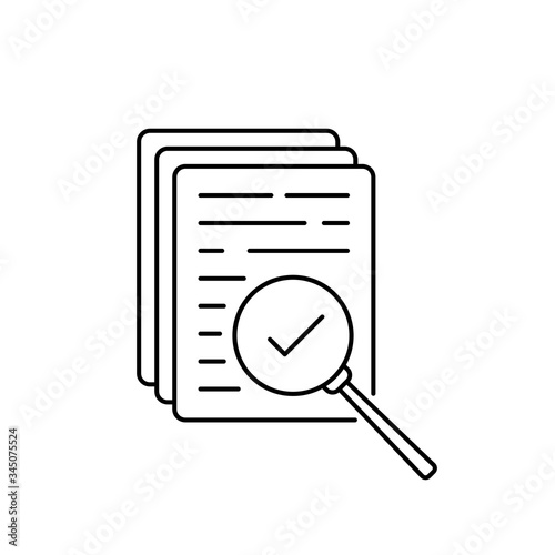 audit with magnifying glass linear icon