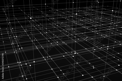 White crystal lattice on a black background