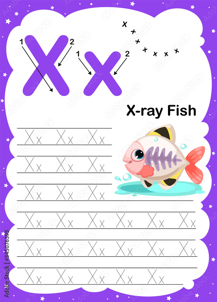 Colorful letter X Uppercase and Lowercase alphabet A-Z, Tracing and ...