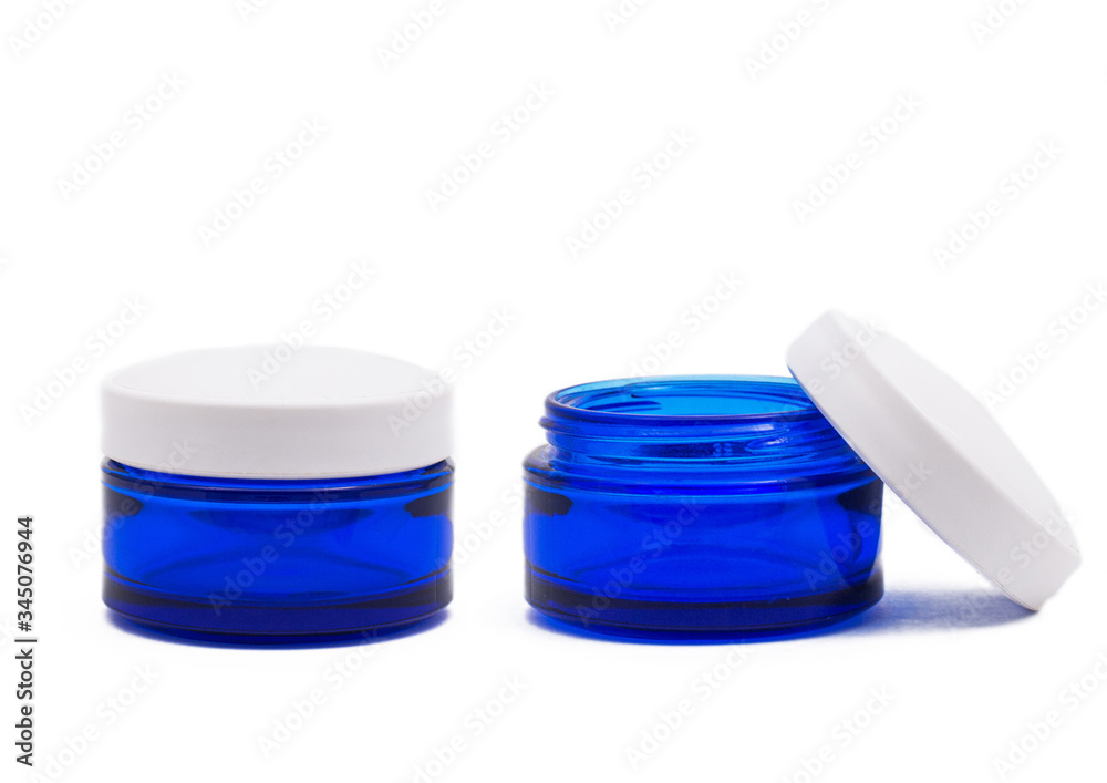 empty blue glass jar empty blue glass jar