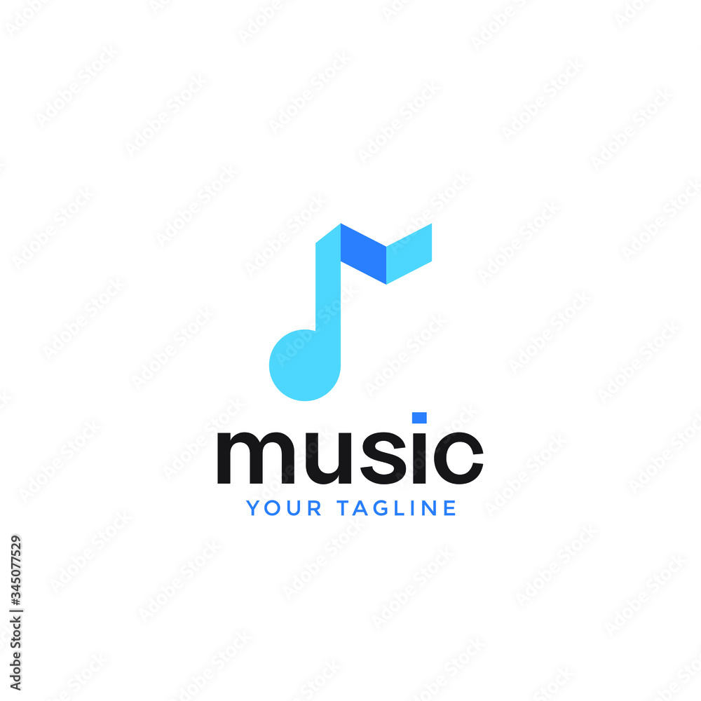 music logo in modern design template.abtract modern note logotype

