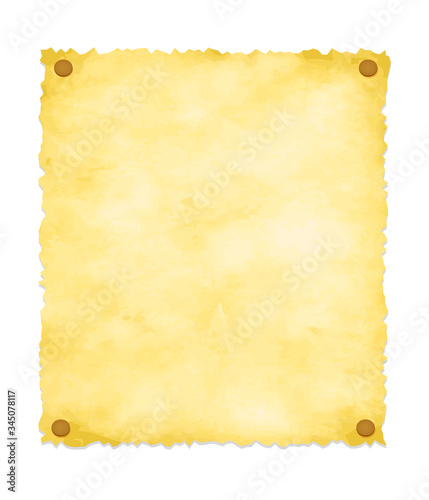 Tattered old paper illustration (thumbtack / push pin)