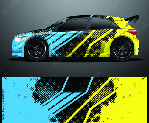 Rally car decal graphic wrap vector, abstract background