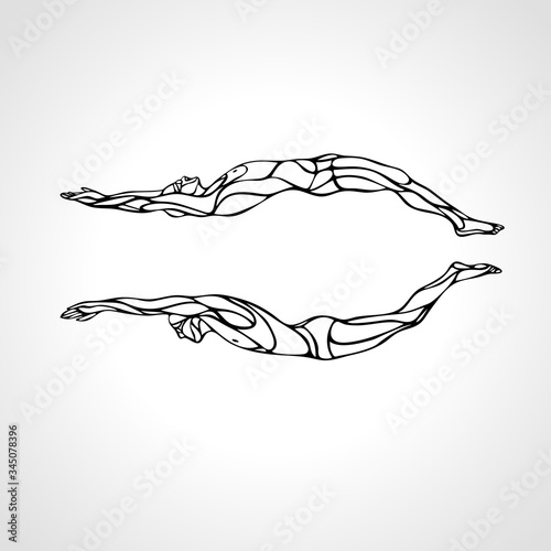 Swimming Sport Silhouette. Swimmers Vector Illustration Eps10