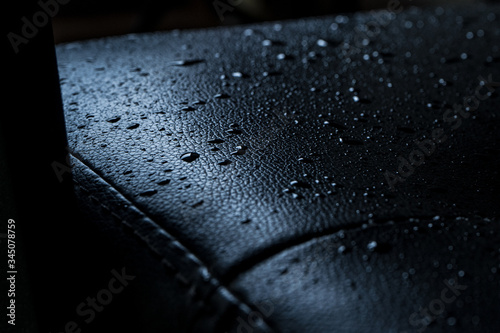 Dark leather texture with rain drops