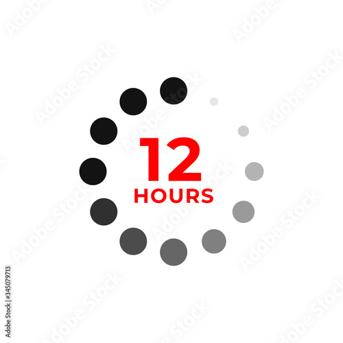 12h color icon and time concept