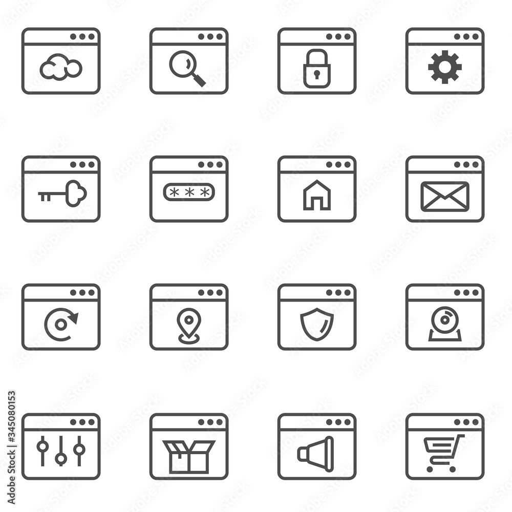 web interface simple thin line icons set web interface simple thin line icons set