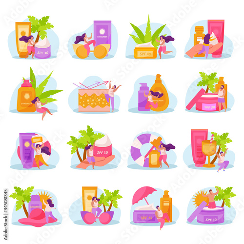 Sunscreen Skin Care Icons