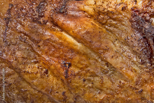 Roasted pigskin leather