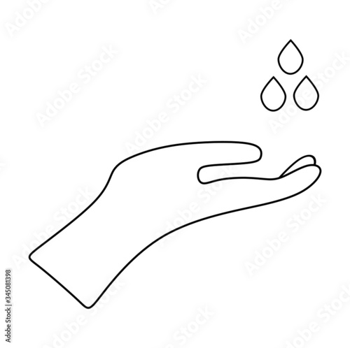 Applying hand sanitizer or soap to the hands to prevent virus and germ infection. Icon symbol vector illustration