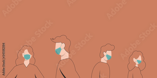 People with medical protective masks. Vector illustration EPS 10