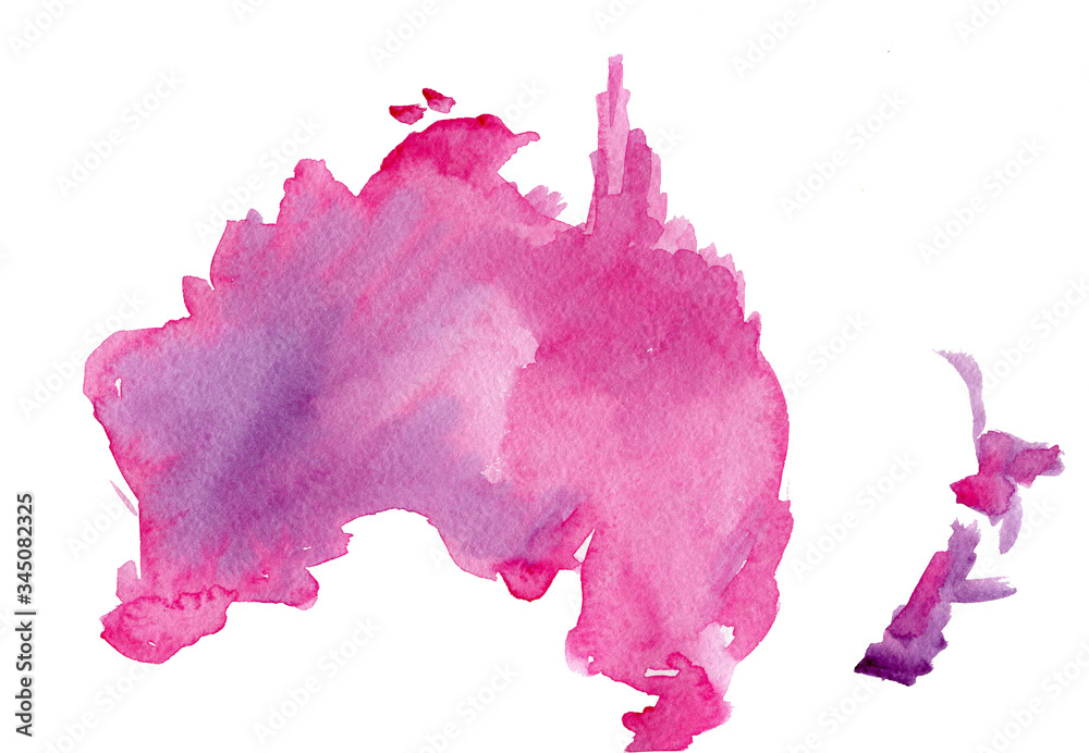 abstract watercolor purple and pink map of australia hand drawn isolated on white background abstract watercolor purple and pink map of australia hand drawn isolated on white background