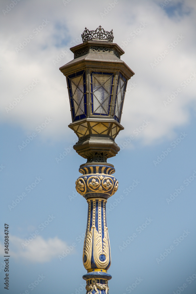 Historical lamp on Plaza de Espana, Sevilla, Spain