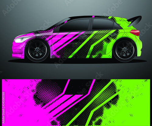 Rally car decal graphic wrap vector, abstract background