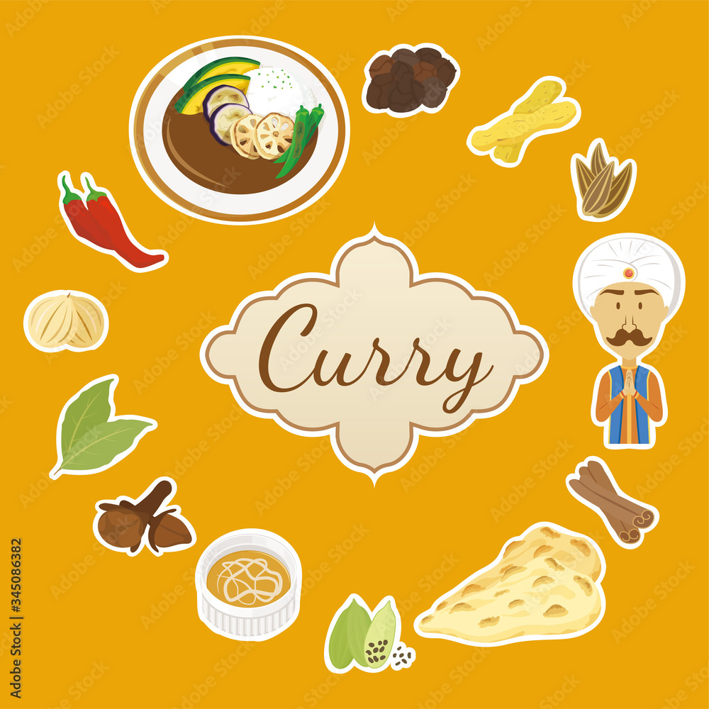 カレーセット　背景あり　白ふち