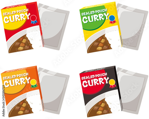 Pre-packaged food "curry" set  : vector illustration