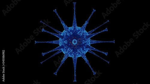 Isolated Blue Covid 19 Virus Animation, Seamless Loop with Alpha Channel (Transparent Background) , 4K 30 Fps Video Animation