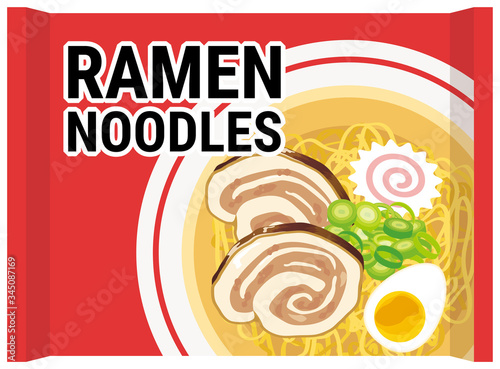 Ramen in a bag. Vector illustration