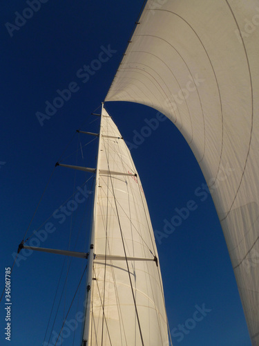 Sailing boat mast with perfect blue sky