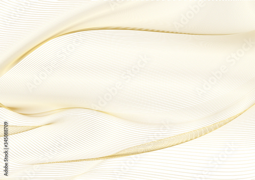 Abstract gold lines on white vector background. Golden wavy guilloche pattern useful for certificate, diploma, hi tech technology
