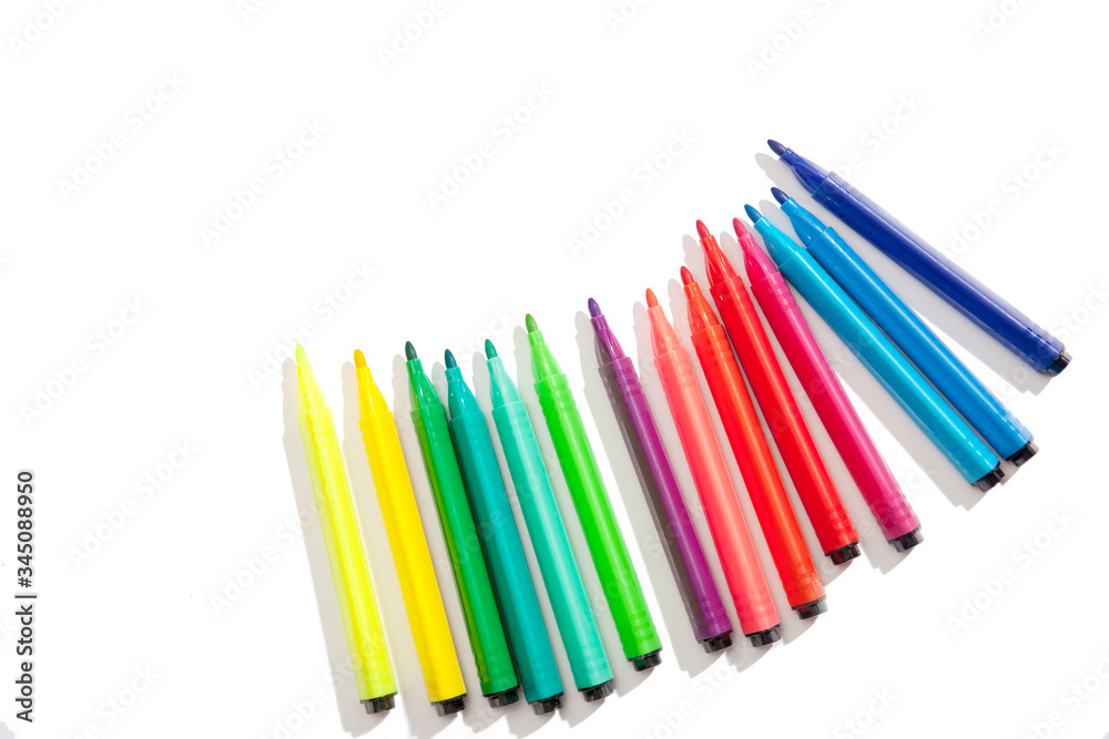 Multicolored felt-tip pens isolated on white background Multicolored felt-tip pens isolated on white background