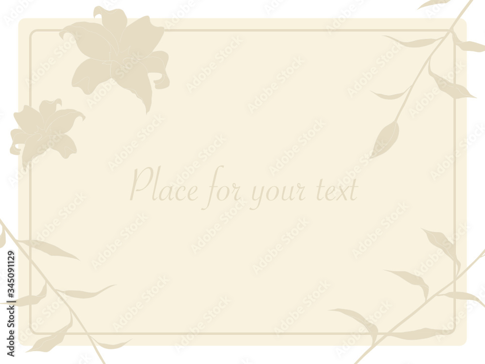 Obraz premium Vector card template with lilies, brown and cream colors Suitable for wedding invitation