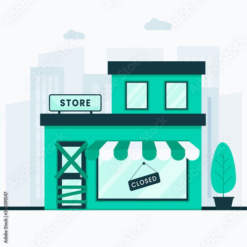 Store bankrupt and closed illustration concept