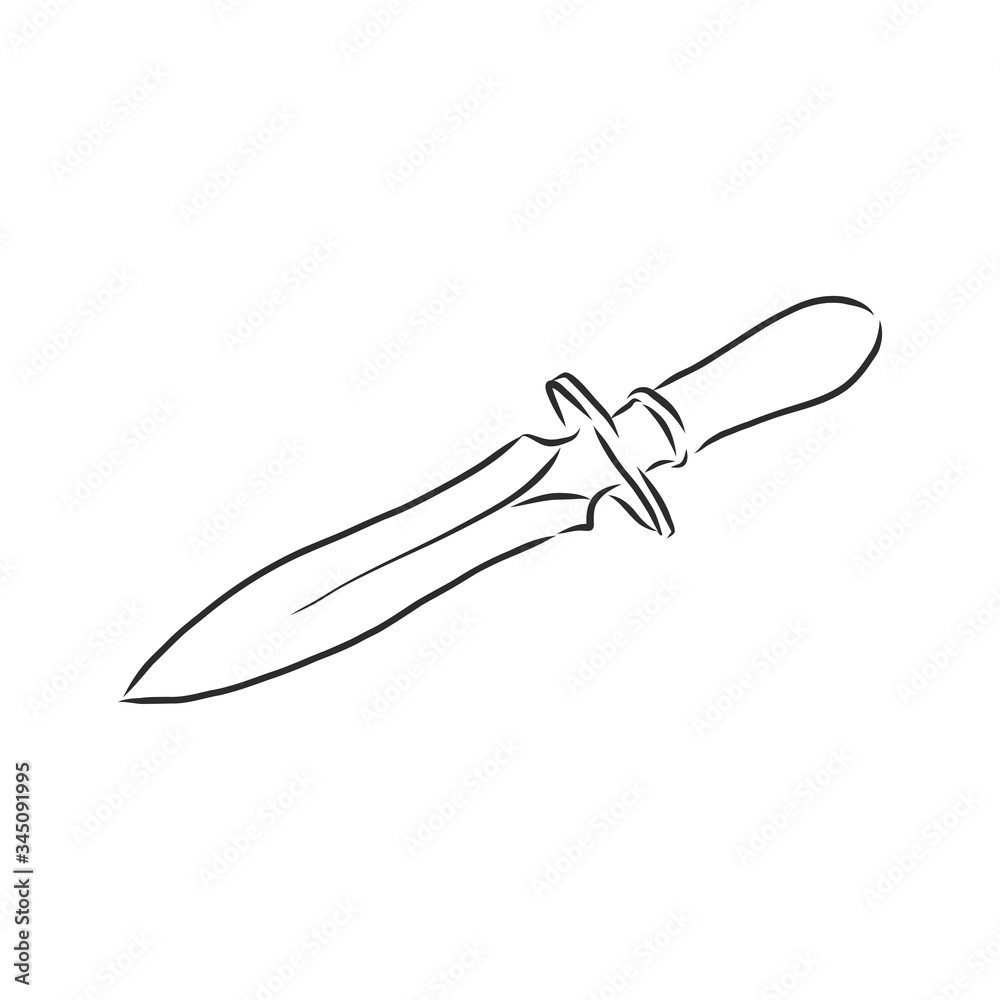 Obraz premium dagger doodle style sketch illustration hand drawn vector. dagger, vector sketch illustration