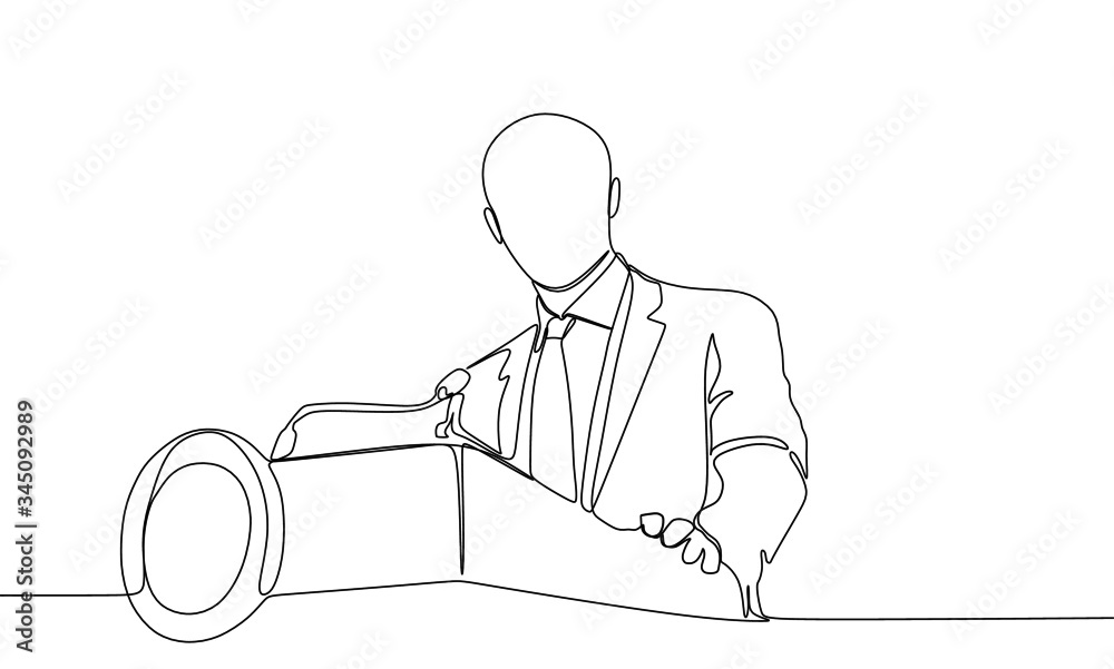 Continuous one line hand drawn vector show a man is giving speech 