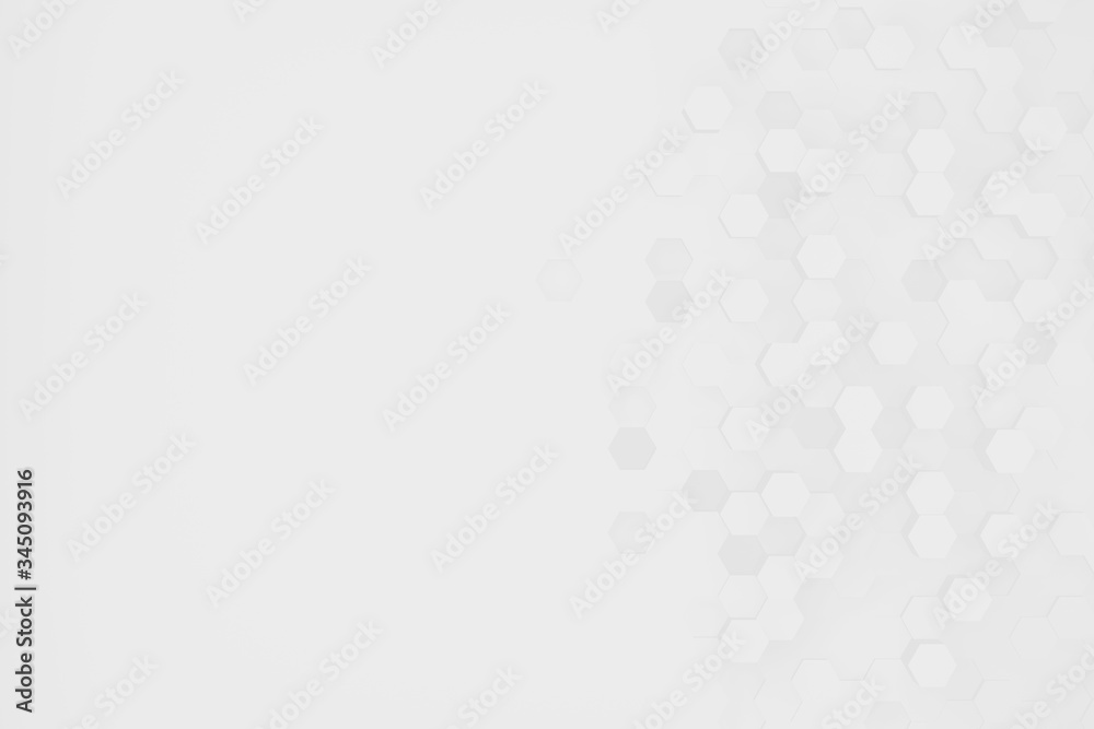 abstract white Hexagonal background with copy space, 3d rendering