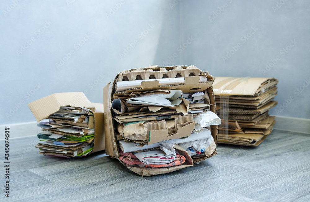 Fototapeta premium recyclable materials. A selection of garbage for recycling. paper recyclable. waste paper recycling