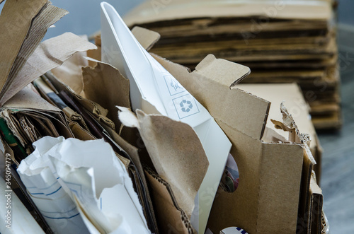 recyclable materials. A selection of garbage for recycling. paper recyclable. waste paper recycling