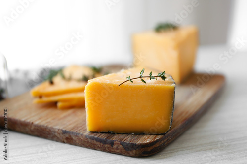 Fresh cheddar cheese block ...