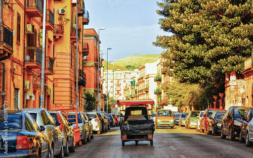 Rickshaw in street on road in Palermo reflex