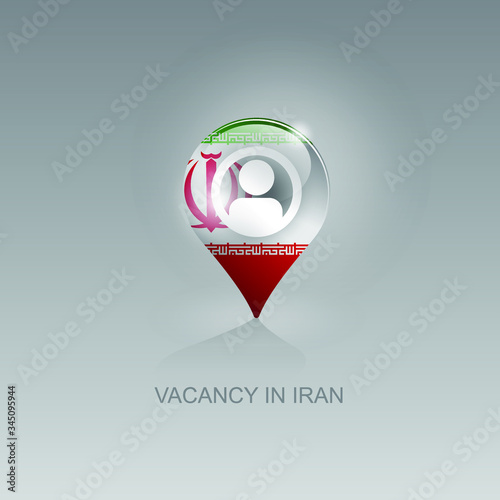 3d image of a geo location symbol on a gray background. Job search and vacancies in IRAN. Design for banners, posters, web sites, advertising. Vector illustration, isolated object.