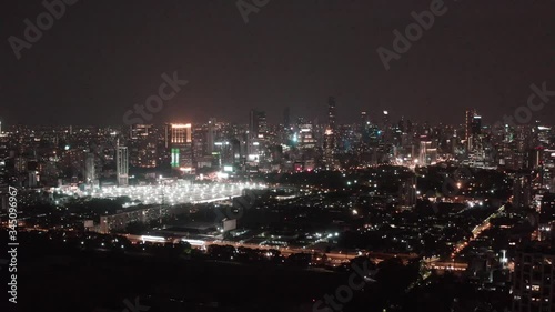 Wallpaper Mural transportation, night, modern, bangkok, thailand, architecture, city, cityscape, busy, downtown, skyscraper, traffic, trails, transport, vehicle, tower, business, car, thai, building, landmark, street Torontodigital.ca