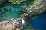 Two water basins at Huka Falls in New Zealand