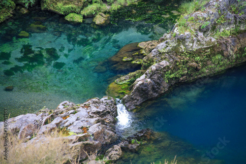 Two water basins at Huka Falls in New Zealand