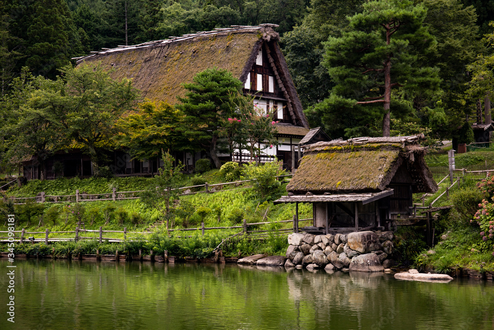 Gassho-Zukuri style houses in an ancient Japanese village near Takayama, Japan.