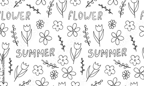 set of simple summer flowers drawings. abstract flower illustration. hand drawn vector art. pater illustration
