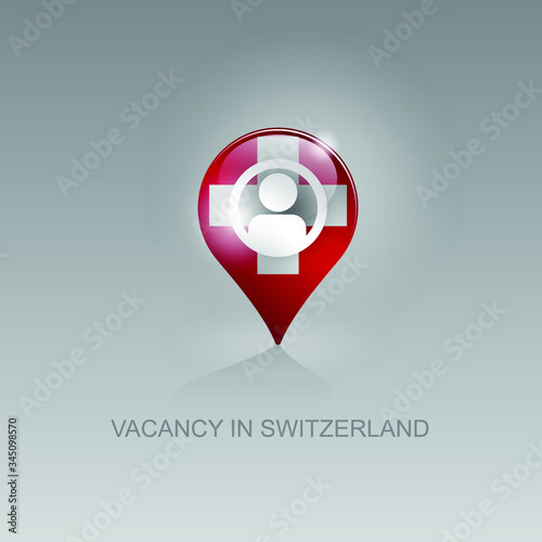 Free Download 3d image of a geo location symbol on a gray background. Job search and vacancies in SWITZERLAND. Design for banners, posters, web sites, advertising. Vector illustration, isolated object. - GFXLoad
