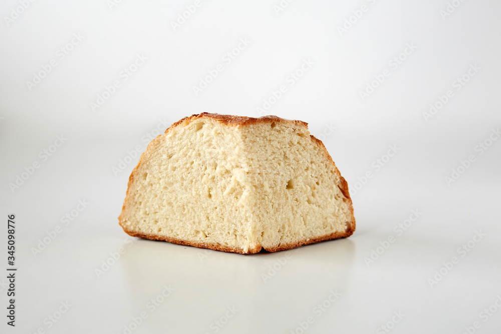 Slice of a homemade loaf of white bread