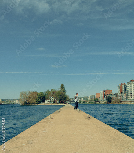 People next to water
