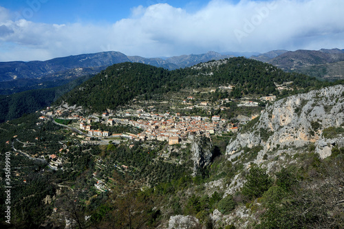 Village of Peille in the French department Alpes Maritimes view from the heights