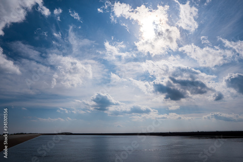 water reservoir long side with beautiful sky, Czech Jeseniky"Jeseniky Dlouhe Strane"