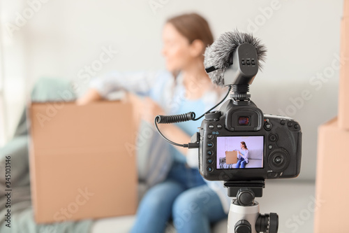 Young female blogger record...
