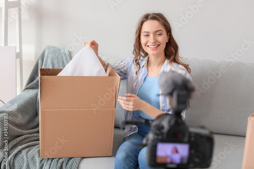 Young female blogger record...