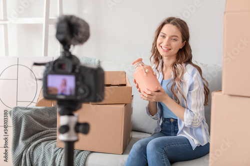 Young female blogger record...
