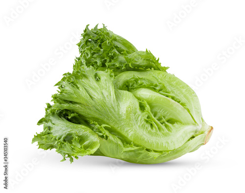 green frillies iceberg lettuce on white background